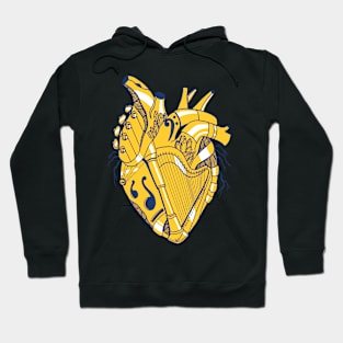 Navy Gold No 2 Musical Heart Hoodie